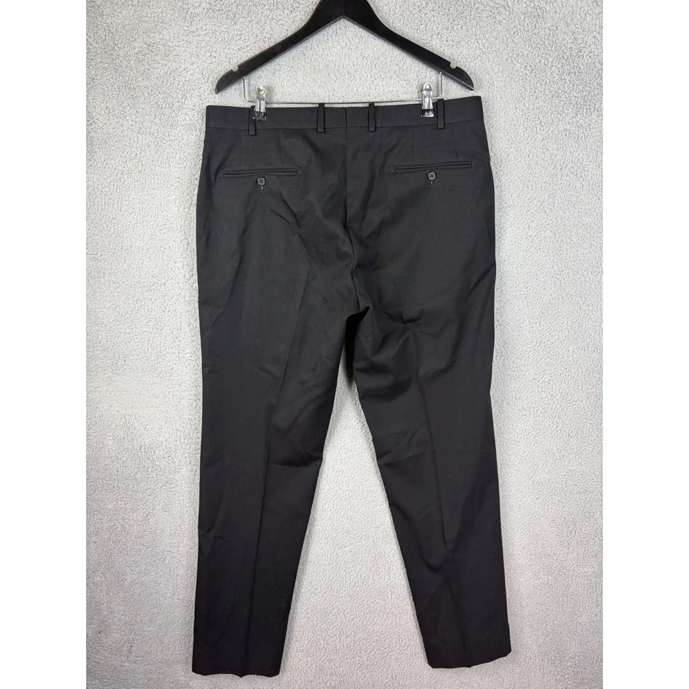 Britches Dress Pants Mens 36x32 Black Acetate Lined Flat Front Classic Business